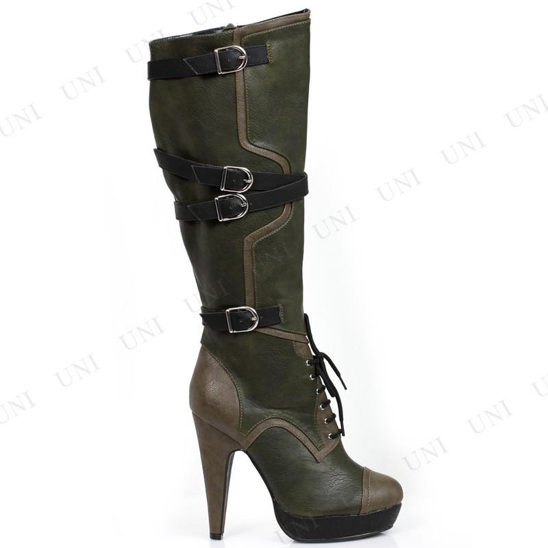 コスプレ 仮面舞踏会 武装戦闘 ミリタリーブーツ 緑であること 24珊 Size 7 Ellie Shoes ミリターブーツ 靴 ブーツ取りまかなう 陣営ジッパー付き添い人 仮装、変装-パーティグッズ-その他仮装グッズ