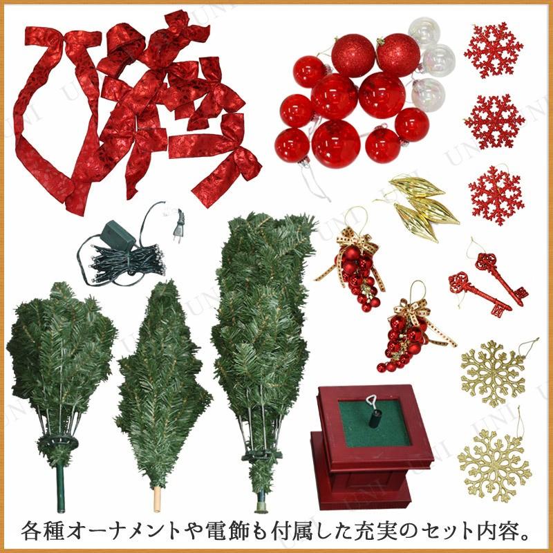 クリスマスツリー LED50球 180cm 木製ポットクリスマスツリー レッド 東京ローソク製造 サイズ別 151~180cm LED電球50球 オーナメント12種類_4