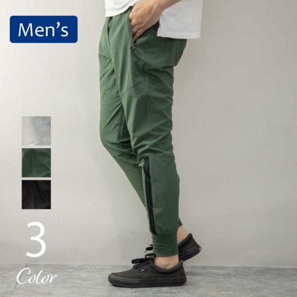 Safari Rookie ジョガーパンツ メンズ ストレッチ サイドライン リップストップ 1点までメール便可 スリム 細身 薄手 グレイ ストレッチパン 無地 黒 新入荷 流行 カーキ