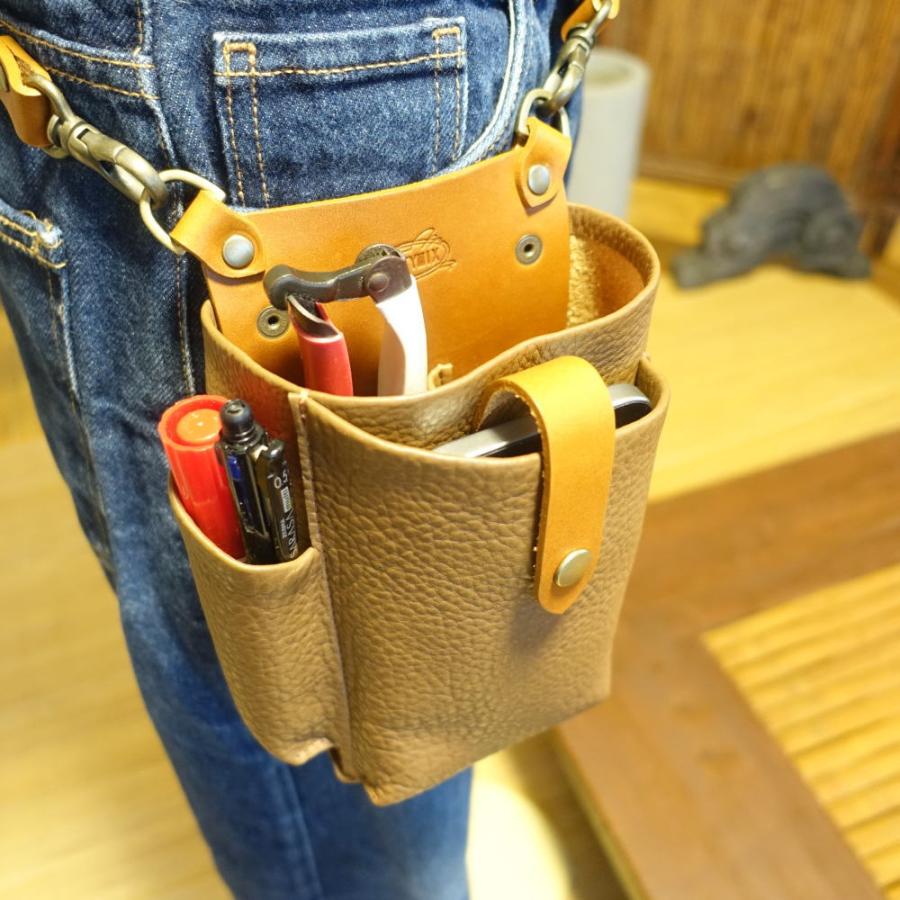 シザーケース フローリストケース 花屋ハサミ入れ 本革 花屋 slim-2 ガーデニングケース ガーデニングバッグ 剪定バサミケースの画像