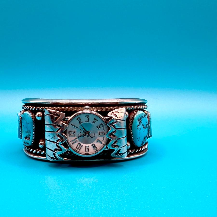 インディアンターコイズ/ズニ族 レディース時計 Nadia インレイ