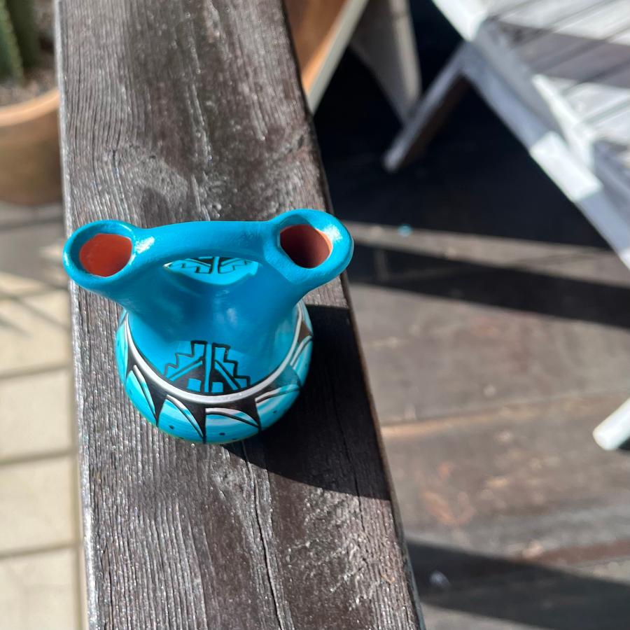 ターコイズブルーポテリ 壺 インテリア雑貨 アメリカン雑貨/ナバホ族