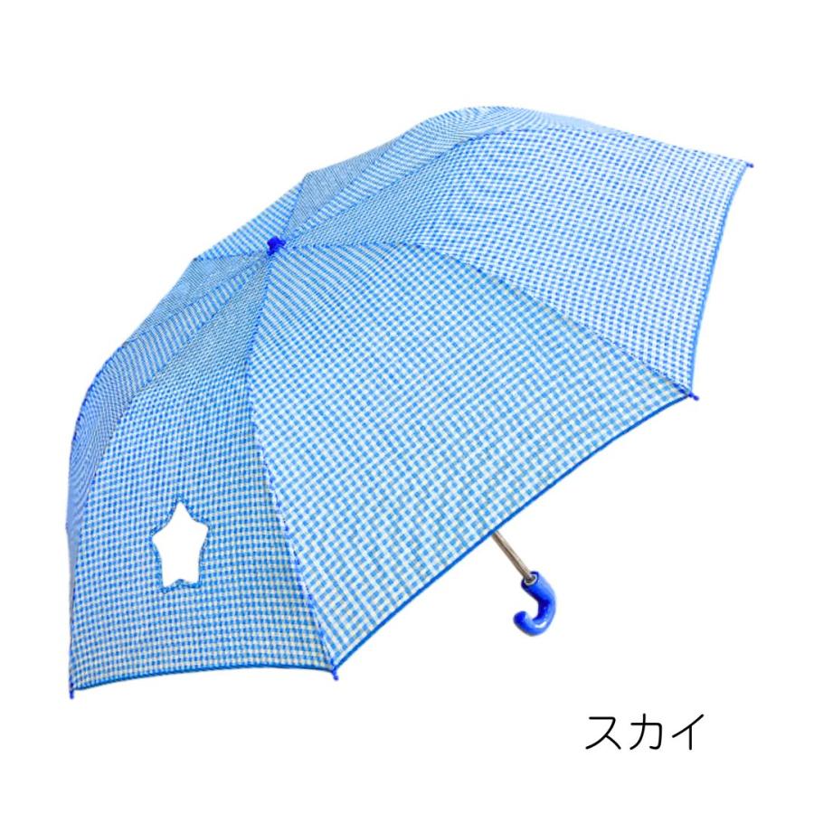 F20106]子ども用 折りたたみ傘 53cm 開閉かんたん ギンガムチェック