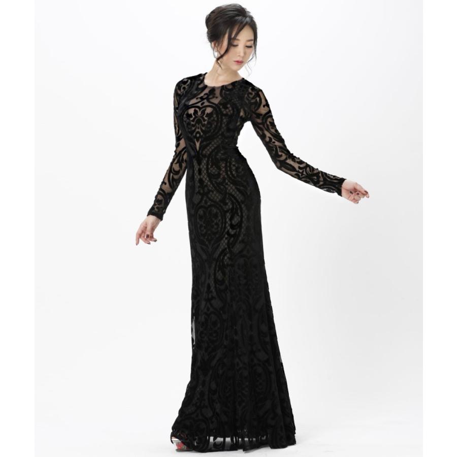 交換無料 | BCBG MaxAzaria | ロングドレス ヴェルベットレース ベージュ 胸元カット 長袖 タイト ワンピース | パーティー myの画像