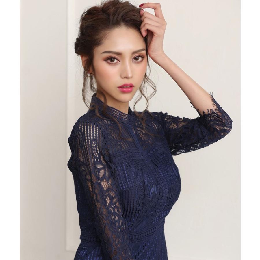 交換無料 韓国製 リンファーレ ミディアムドレス タイト ひざ丈 ワンピース 総レース プチハイネック 七分袖 大人 キャバクラ ラウンジ デート お食事会 Cd Krd Partys ドレス ワンピース 通販 Yahoo ショッピング