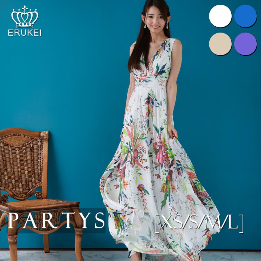 交換無料 | エルケイ ノースリーブ ロングドレス シフォン 花柄 