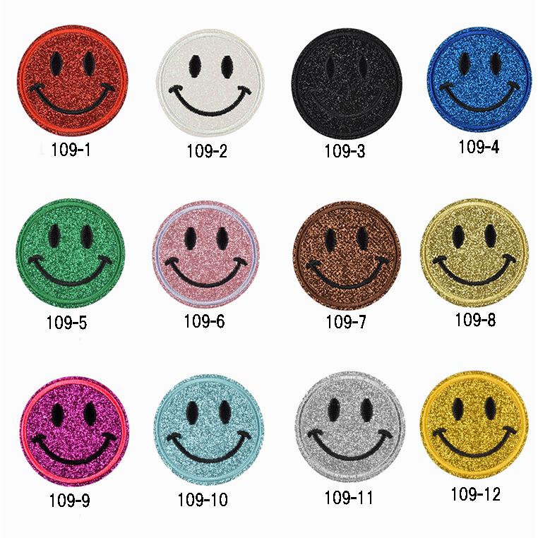 キラキララメのスマイルワッペン  アップリケ アイロンワッペン |  | 01
