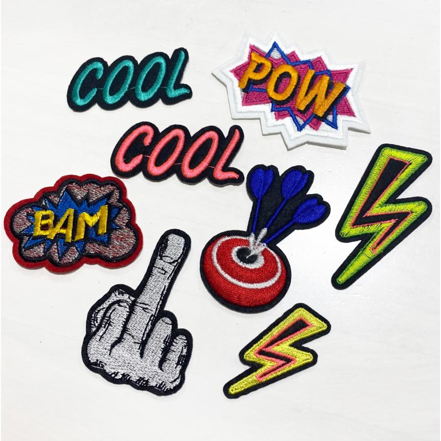 アメカジ風デザインワッペン８個セット 刺繍ワッペン アップリケ アイロンワッペン | 