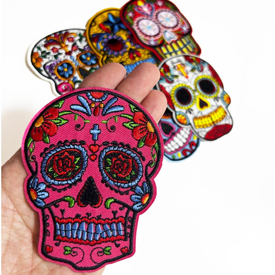 シュガースカルワッペン6枚セット メキシコ ドクロ 骸骨アップリケ アイロンワッペン |  | 02