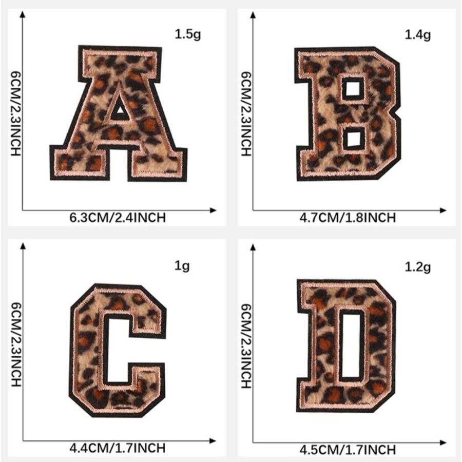 レオパードデザイン 大きいサイズのアルファベットワッペン アルファベットアップリケ イニシャルワッペン 文字アイロンワッペン |  | 03