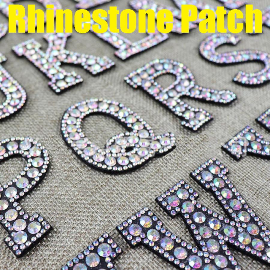 ラインストーンワッペン アルファベットワッペン アルファベットアップリケ イニシャルワッペン 文字アイロンワッペン 大きいサイズ | 