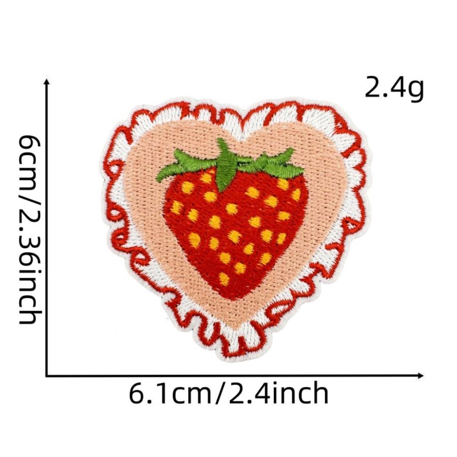 いちごワッペン 12個セット イチゴアップリケ 刺繍 アイロン接着