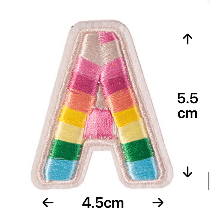 レインボー アルファベットワッペン アルファベットアップリケ イニシャルワッペン 文字アイロンワッペン 大きめ 刺繍 |  | 01