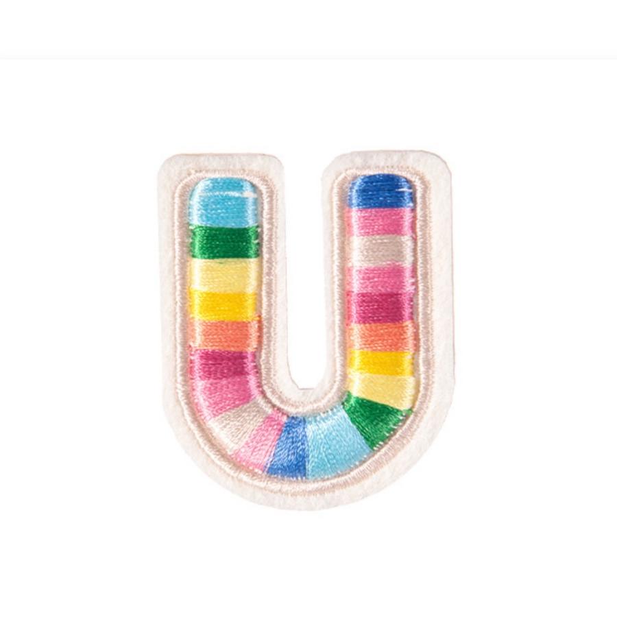 レインボー アルファベットワッペン アルファベットアップリケ イニシャルワッペン 文字アイロンワッペン 大きめ 刺繍 |  | 06