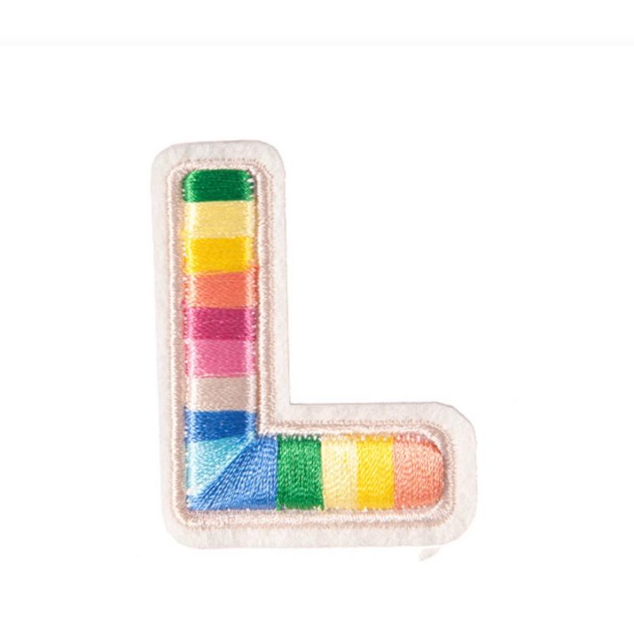 レインボー アルファベットワッペン アルファベットアップリケ イニシャルワッペン 文字アイロンワッペン 大きめ 刺繍 |  | 07