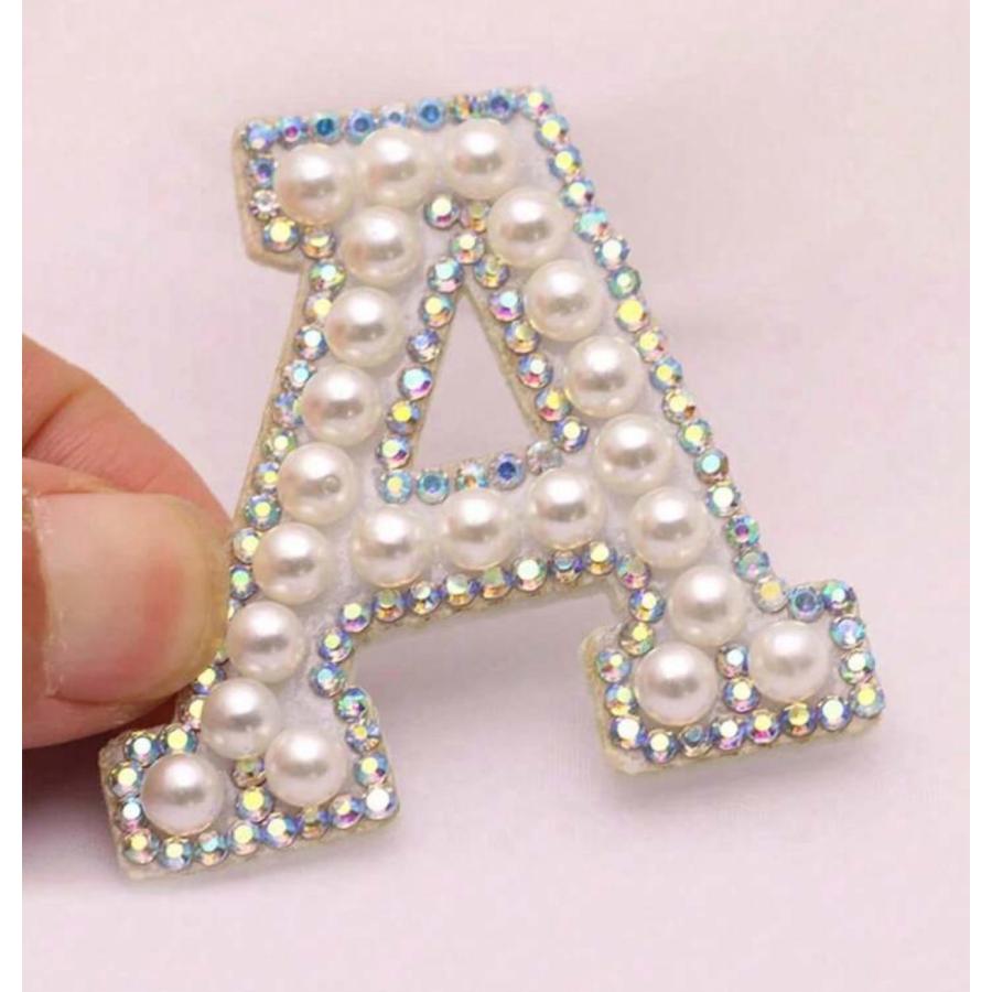 パール カラーストーンアルファベットワッペン アルファベットワッペン アルファベットアップリケ イニシャルワッペン アイロンワッペン パールワッペン |  | 03