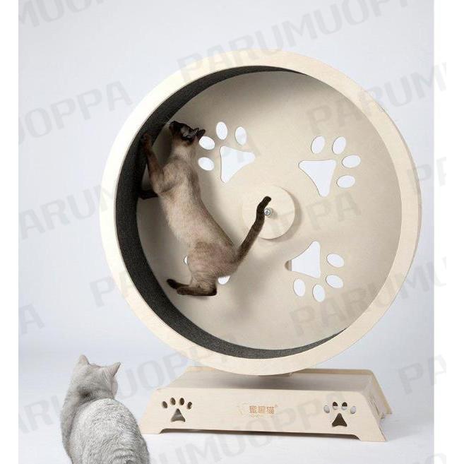 キャットホイール ローラーキャット ランニングホイール 無垢材 ルームランナー ストレス発散 おもちゃ 猫のトレッドミル 猫の回し車 観覧車 猫研削爪 L×W×H