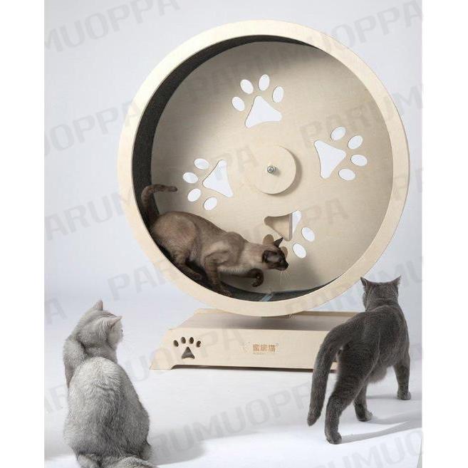 キャットホイール ローラーキャット ランニングホイール 無垢材 ルームランナー ストレス発散 おもちゃ 猫のトレッドミル 猫の回し車 観覧車 猫研削爪 L×W×H