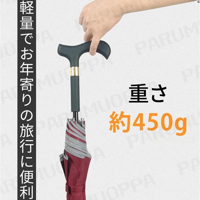 2in1 杖 ステッキとしてご使用になれるステッキ傘（つえかさ） 傘 完全