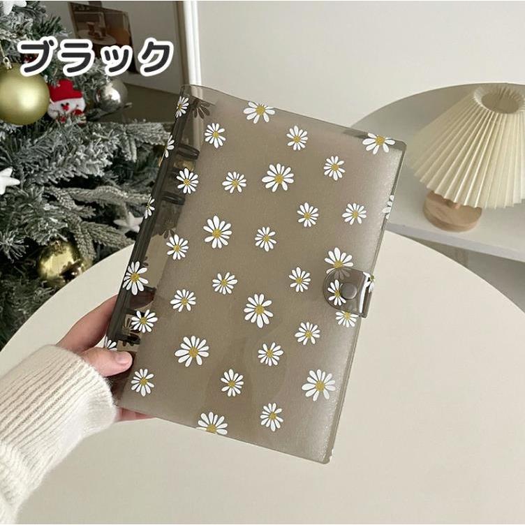 シール帳 透明 菊柄 A5 サイズ ミニ 6穴 かわいい 韓国風 シール収納