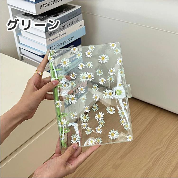 シール帳 透明 菊柄 A5 サイズ ミニ 6穴 かわいい 韓国風 シール収納