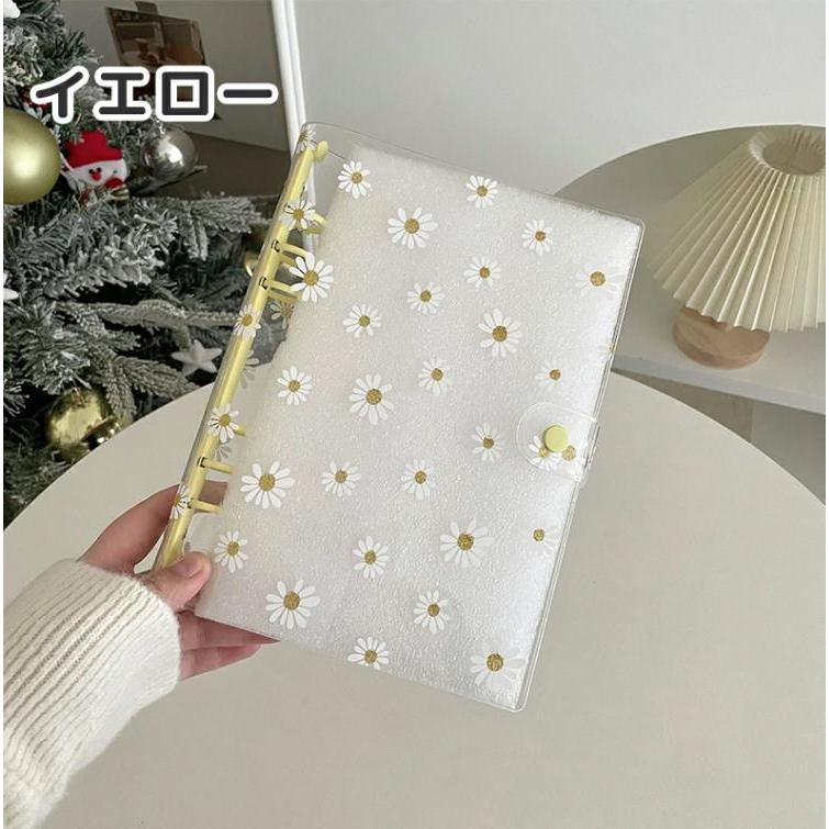 シール帳 透明 菊柄 A5 サイズ ミニ 6穴 かわいい 韓国風 シール収納