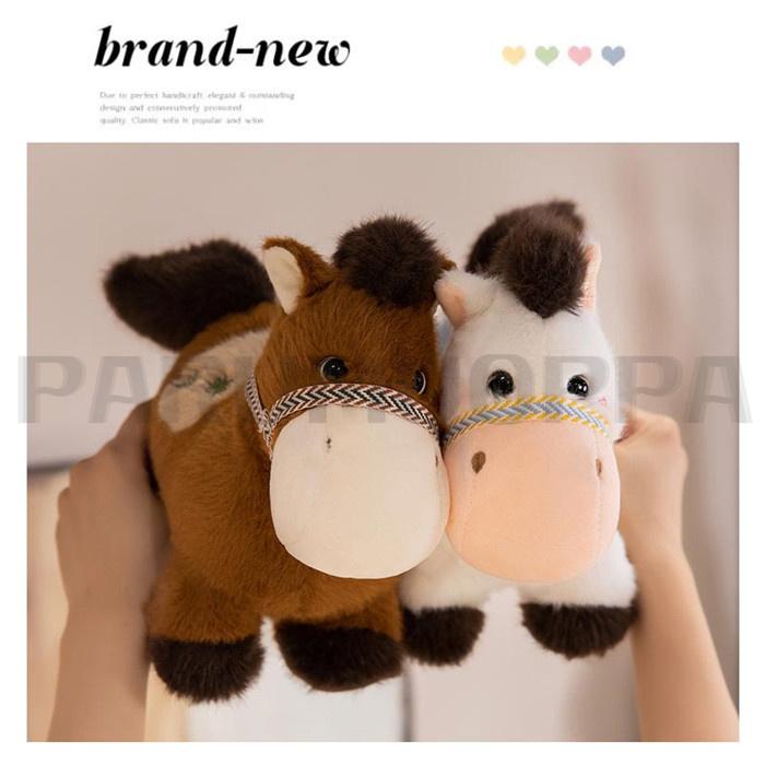 令和8年干支 午年 お馬さんぬいぐるみ ホワイトとブラウン、ブラックの