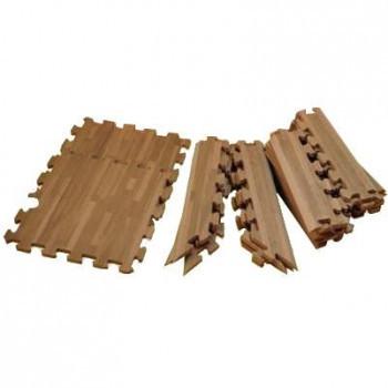 メーカ直送品・代引き不可　リトルプリンセス 抗菌加工 フロアーマット(ジョイントマット) 195cm×195cm(約2畳分) 木目調ブラウンウッド　割引不可