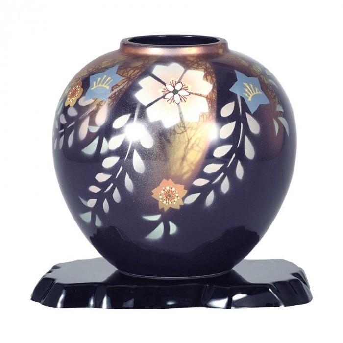 メーカ直送品・代引き不可　九谷焼 万作作 7号花瓶 花紋 N170-01　割引不可