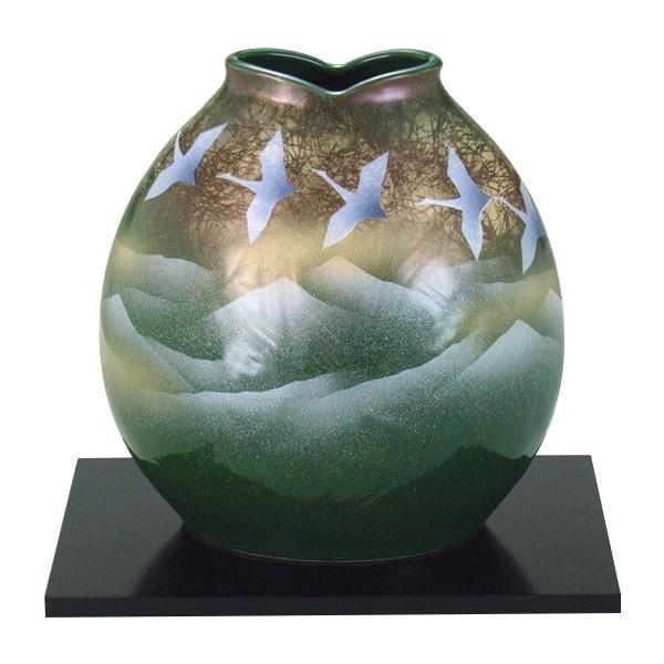 メーカ直送品・代引き不可　九谷焼 万作作 7号花瓶 鶴連山 N170-05　割引不可