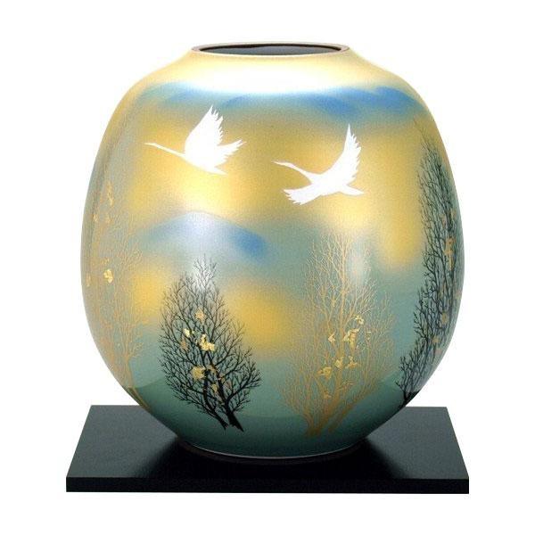 メーカ直送品・代引き不可　九谷焼 8号花瓶 双鶴木立 N174-07　割引不可