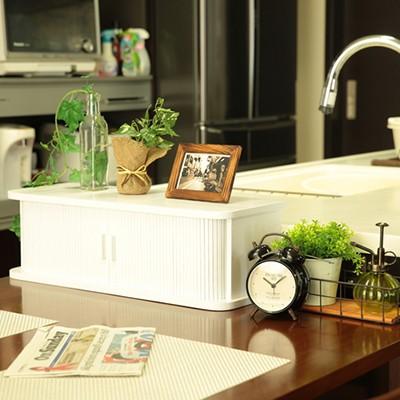 メーカー直送 ジャバラ式カウンター上収納60幅 ダークブラン/ホワイト KTX-60DB/KTX-60W W60×D22.5×H19cm |  | 07