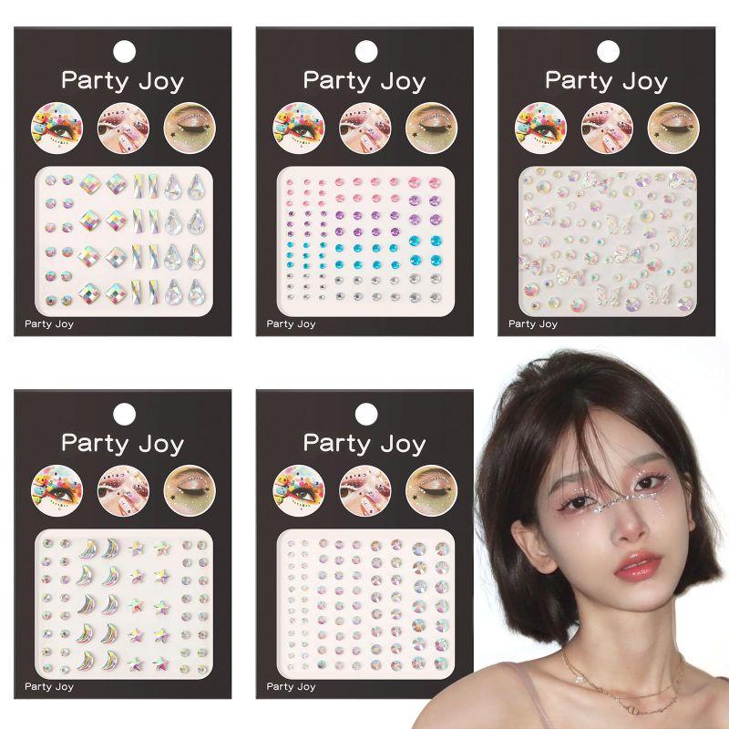 Neiang ラインストーン シール 5枚セット フェイスステッカー 3D 光る ラインストーン デコシール 貼り付け可能 クリスタル キラ の商品画像