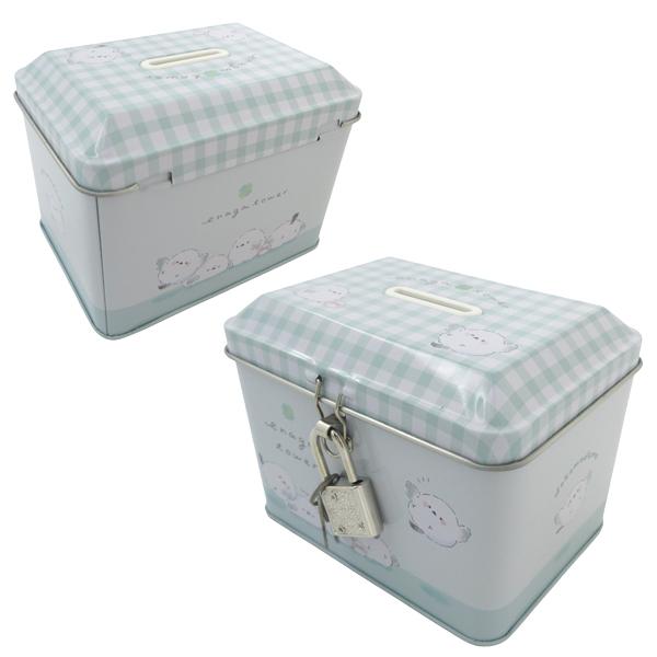 96137 カギ付き缶バンク エナガタワー ブリキ シマエナガ 貯金箱