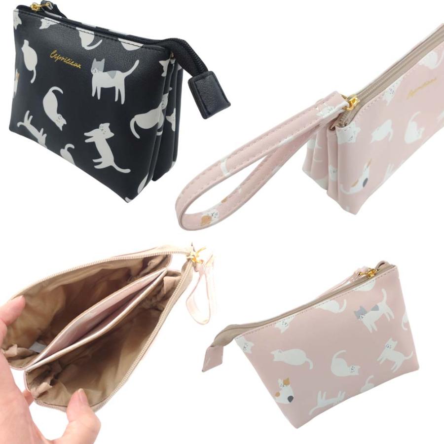 メーカー直送品】A35-16 アルディ ミニWポーチ ネコ柄 ファッション