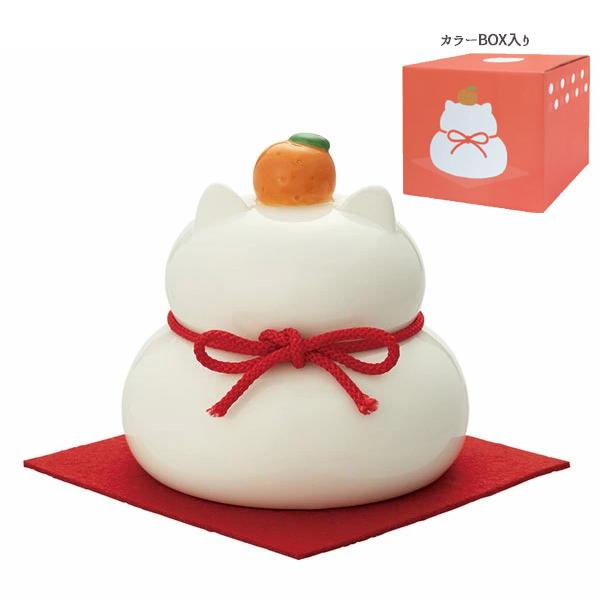 DECOLE（デコレ） DK-35798 陶器の猫鏡餅 L フェルトマット付き 陶製