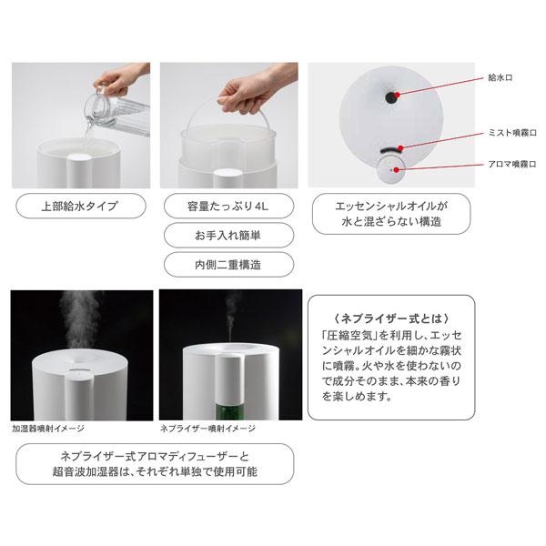 加湿器 超音波式加湿器プラスネブライザー式アロマディフューザー アロマディフューザー ネブライザー式 超音波式 静音 ナイト