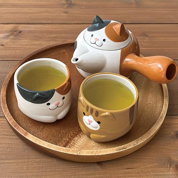 DECOLE（デコレ） MG-38591-593-3SET「猫湯呑み(みけ・とら)＆猫急須 3