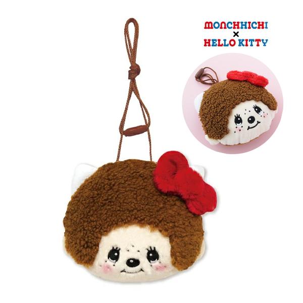 ハローキティ　モンチッチコラボぬいぐるみS　モンチッチポシェットギンガムチェック sanrio（サンリオ） MKT-FPT モンチッチ×ハローキティ フェイス