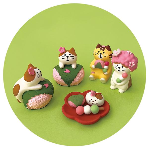 コンコンブル　concombre 桜　花見　ガーデン　15点セット concombre（コンコンブル）ねこねこ桜ピクニック 桜すずめ 置物