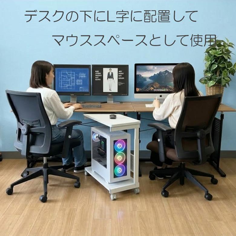台湾品質の頑丈 昇降式 PCワゴン パソコンワゴン CPUワゴン ゲーミングPCワゴン PCスタンド CPUスタンド 高さ調整 60〜80cm キャスター付き L字デスク PJC-6001 | レメックス・ジャパン | 09