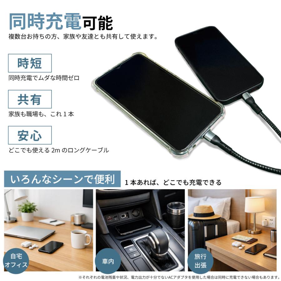 3in1 充電ケーブル 2m iPhone17対応 Type-C Lightning MicroUSB |  | 02