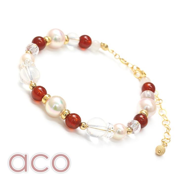 【aco classic】アコヤ真珠・誕生石ブレスレット 1月オレンジガーネット |  | 01