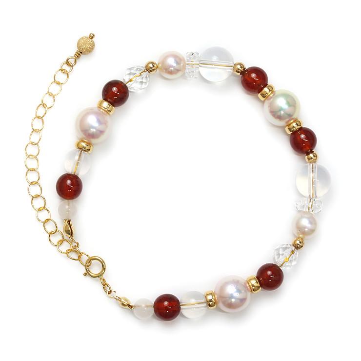 【aco classic】アコヤ真珠・誕生石ブレスレット 1月オレンジガーネット |  | 03