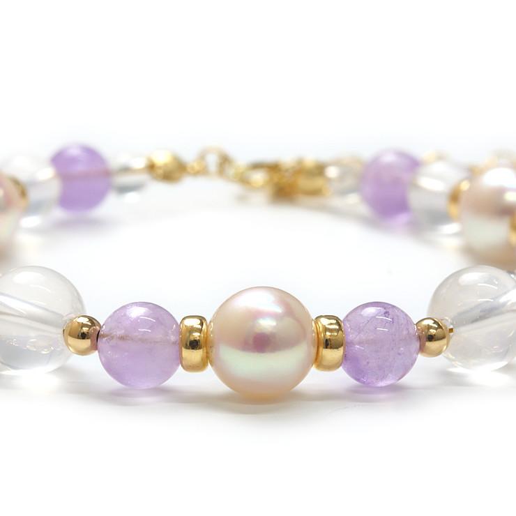 【aco classic】アコヤ真珠・誕生石ブレスレット 2月ラベンダーアメジスト |  | 02