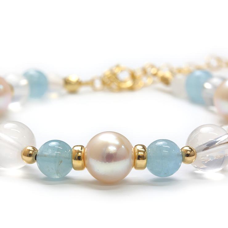 【aco classic】アコヤ真珠・誕生石ブレスレット 3月ディープアクアマリン |  | 02