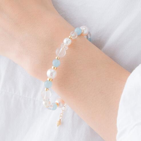 【aco classic】アコヤ真珠・誕生石ブレスレット 3月ディープアクアマリン |  | 04