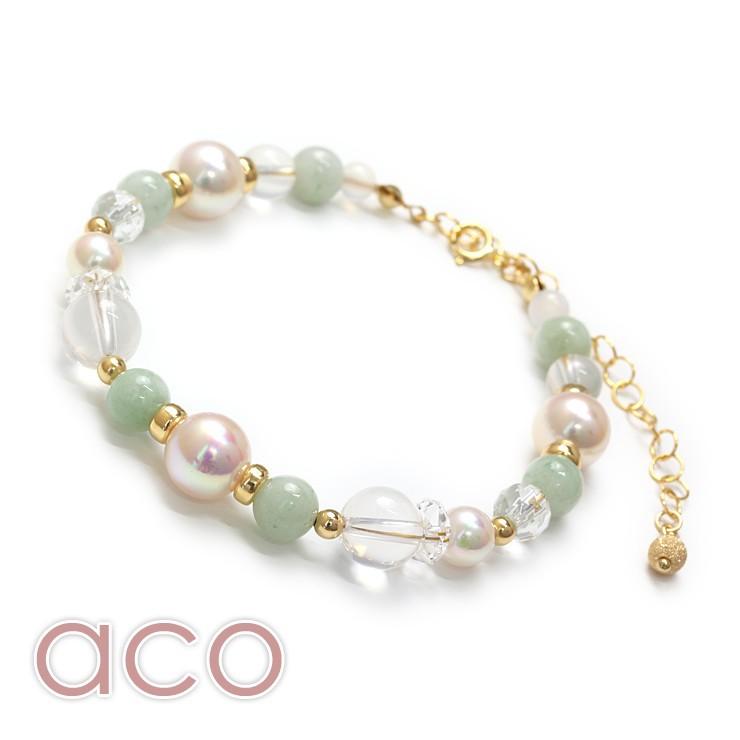 【aco classic】アコヤ真珠・誕生石ブレスレット 5月翡翠 |  | 01