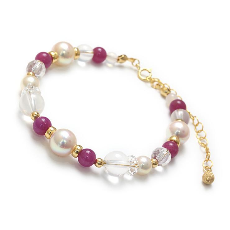 【aco classic】アコヤ真珠・誕生石ブレスレット 7月ルビー | 