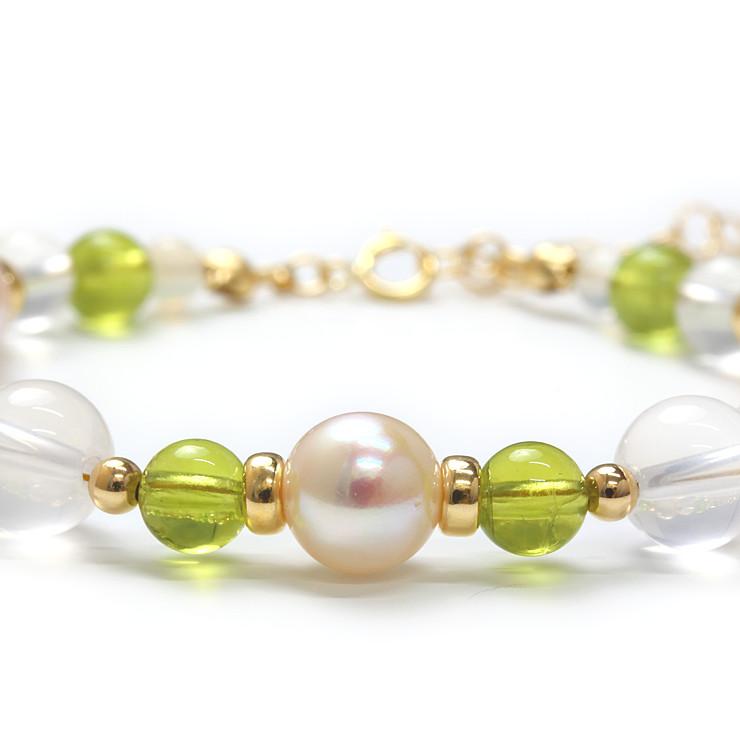 【aco classic】アコヤ真珠・誕生石ブレスレット 8月ペリドット |  | 02